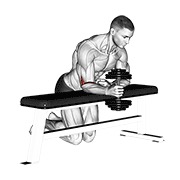 ท่า Dumbbell Over Bench One Arm Neutral Wrist Curl