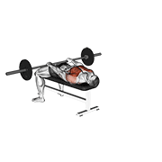 ภาพเคลื่อนไหวสาธิตท่า Barbell Front Raise And Pullover เน้นกล้ามเนื้อกล้ามเนื้อหน้าอก