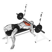 ภาพเคลื่อนไหวสาธิตท่า Barbell Guillotine Bench Press เน้นกล้ามเนื้อกล้ามเนื้อหน้าอก