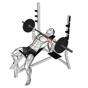 ภาพเคลื่อนไหวสาธิตท่า Barbell Incline Bench Press เน้นกล้ามเนื้อกล้ามเนื้อหน้าอก