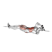 ภาพเคลื่อนไหวสาธิตท่า Cable Tuck Reverse Crunch เน้นกล้ามเนื้อหน้าท้อง