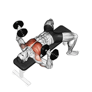 ภาพเคลื่อนไหวสาธิตท่า Dumbbell Bench Press เน้นกล้ามเนื้อกล้ามเนื้อหน้าอก