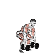 ภาพเคลื่อนไหวสาธิตท่า Dumbbell Clean เน้นกล้ามเนื้อกล้ามเนื้อก้น