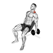 ภาพเคลื่อนไหวสาธิตท่า Dumbbell Incline Shrug เน้นกล้ามเนื้อกล้ามเนื้อบ่า (แทรปส์)