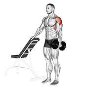 ภาพเคลื่อนไหวสาธิตท่า Dumbbell One Arm Lateral Raise With Support เน้นกล้ามเนื้อไหล่ (เดลทอยด์)