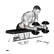 ภาพเคลื่อนไหวสาธิตท่า Dumbbell Over Bench Neutral Wrist Curl เน้นกล้ามเนื้อกล้ามเนื้อหน้าแขน (ไบเซปส์)