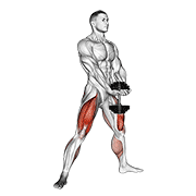 ภาพเคลื่อนไหวสาธิตท่า Dumbbell Plyo Squat เน้นกล้ามเนื้อกล้ามเนื้อก้น