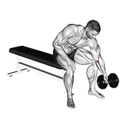 ภาพเคลื่อนไหวสาธิตท่า Dumbbell Seated One Arm Rotate เน้นกล้ามเนื้อแขนท่อนล่าง
