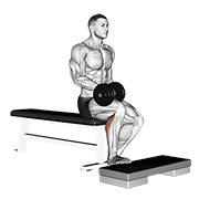 ภาพเคลื่อนไหวสาธิตท่า Dumbbell Seated One Leg Calf Raise เน้นกล้ามเนื้อน่อง