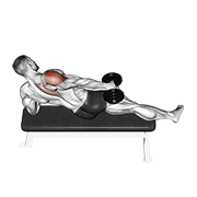 ภาพเคลื่อนไหวสาธิตท่า Dumbbell Side Lying One Hand Raise เน้นกล้ามเนื้อไหล่ (เดลทอยด์)