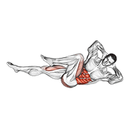 ภาพเคลื่อนไหวสาธิตท่า Elbow-to-knee เน้นกล้ามเนื้อหน้าท้อง