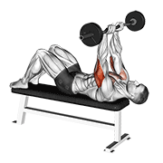 ภาพเคลื่อนไหวสาธิตท่า Ez Barbell Jm Bench Press เน้นกล้ามเนื้อกล้ามเนื้อหลังแขน (ไทรเซปส์)