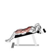 ภาพเคลื่อนไหวสาธิตท่า Incline Leg Hip Raise (leg Straight) เน้นกล้ามเนื้อหน้าท้อง