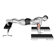 ภาพเคลื่อนไหวสาธิตท่า Incline Push Up Depth Jump เน้นกล้ามเนื้อกล้ามเนื้อหน้าอก