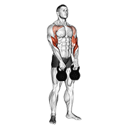 ภาพเคลื่อนไหวสาธิตท่า Kettlebell Alternating Hang Clean เน้นกล้ามเนื้อแขนท่อนล่าง