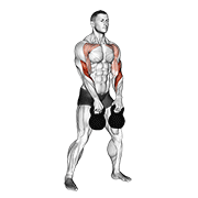 ภาพเคลื่อนไหวสาธิตท่า Kettlebell Double Alternating Hang Clean เน้นกล้ามเนื้อกล้ามเนื้อหน้าแขน (ไบเซปส์)