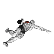 ภาพเคลื่อนไหวสาธิตท่า Kettlebell Extended Range One Arm Press On Floor เน้นกล้ามเนื้อกล้ามเนื้อหน้าอก