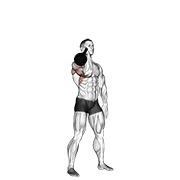 ภาพเคลื่อนไหวสาธิตท่า Kettlebell One Arm Military Press To The Side เน้นกล้ามเนื้อไหล่ (เดลทอยด์)
