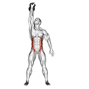 ภาพเคลื่อนไหวสาธิตท่า Kettlebell Windmill เน้นกล้ามเนื้อหน้าท้อง