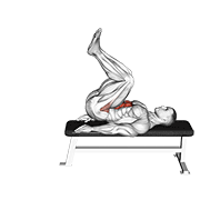 ภาพเคลื่อนไหวสาธิตท่า Leg Pull In Flat Bench เน้นกล้ามเนื้อหน้าท้อง