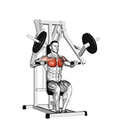 ภาพเคลื่อนไหวสาธิตท่า Lever Chest Press เน้นกล้ามเนื้อกล้ามเนื้อหน้าอก