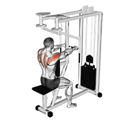 ภาพเคลื่อนไหวสาธิตท่า Lever Seated Reverse Fly เน้นกล้ามเนื้อไหล่ (เดลทอยด์)