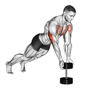 ภาพเคลื่อนไหวสาธิตท่า Push-up Close-grip Off Dumbbell เน้นกล้ามเนื้อกล้ามเนื้อหลังแขน (ไทรเซปส์)