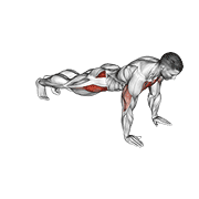 ภาพเคลื่อนไหวสาธิตท่า Push-up Inside Leg Kick เน้นกล้ามเนื้อกล้ามเนื้อก้น