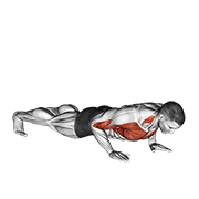 ภาพเคลื่อนไหวสาธิตท่า Shoulder Tap Push-up เน้นกล้ามเนื้อกล้ามเนื้อหน้าอก