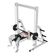 ภาพเคลื่อนไหวสาธิตท่า Smith Bench Press เน้นกล้ามเนื้อกล้ามเนื้อหน้าอก