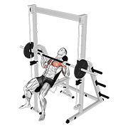 ภาพเคลื่อนไหวสาธิตท่า Smith Incline Bench Press เน้นกล้ามเนื้อกล้ามเนื้อหน้าอก