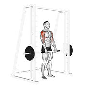 ภาพเคลื่อนไหวสาธิตท่า Smith Upright Row เน้นกล้ามเนื้อไหล่ (เดลทอยด์)