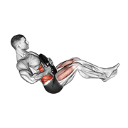 ภาพเคลื่อนไหวสาธิตท่า Weighted Russian Twist (legs Up) เน้นกล้ามเนื้อหน้าท้อง