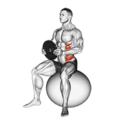 ภาพเคลื่อนไหวสาธิตท่า Weighted Seated Twist (on Stability Ball) เน้นกล้ามเนื้อหน้าท้อง
