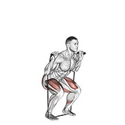 ภาพเคลื่อนไหวสาธิตท่า Band Squat เน้นกล้ามเนื้อกล้ามเนื้อก้น