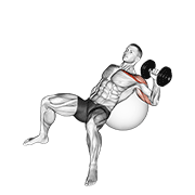 ภาพเคลื่อนไหวสาธิตท่า Dumbbell Incline One Arm Press On Exercise Ball เน้นกล้ามเนื้อกล้ามเนื้อหน้าอก