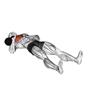 ภาพเคลื่อนไหวสาธิตท่า Kettlebell One Arm Floor Press เน้นกล้ามเนื้อกล้ามเนื้อหน้าอก