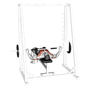 ภาพเคลื่อนไหวสาธิตท่า Smith Wide Grip Bench Press เน้นกล้ามเนื้อกล้ามเนื้อหน้าอก