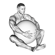 ภาพเคลื่อนไหวสาธิตท่า Exercise Ball Hug เน้นกล้ามเนื้อกล้ามเนื้อแนวกระดูกสันหลัง