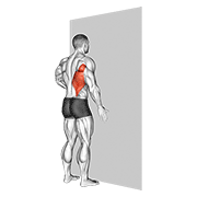 ภาพเคลื่อนไหวสาธิตท่า One Arm Against Wall เน้นกล้ามเนื้อปีกหลัง (แลตส์)