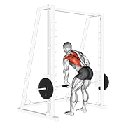 ภาพเคลื่อนไหวสาธิตท่า Smith One Arm Row เน้นกล้ามเนื้อหลังส่วนบน