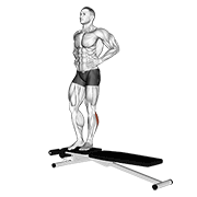 ภาพเคลื่อนไหวสาธิตท่า Box Jump Down With One Leg Stabilization เน้นกล้ามเนื้อน่อง