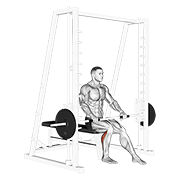 ภาพเคลื่อนไหวสาธิตท่า Smith Seated One Leg Calf Raise เน้นกล้ามเนื้อน่อง