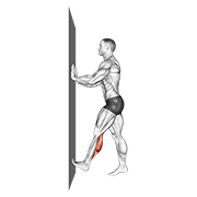 ภาพเคลื่อนไหวสาธิตท่า Calf Push Stretch With Hands Against Wall เน้นกล้ามเนื้อน่อง