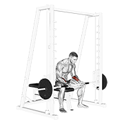 ภาพเคลื่อนไหวสาธิตท่า Smith Seated Wrist Curl เน้นกล้ามเนื้อแขนท่อนล่าง