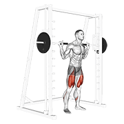 ภาพเคลื่อนไหวสาธิตท่า Smith Low Bar Squat เน้นกล้ามเนื้อกล้ามเนื้อก้น