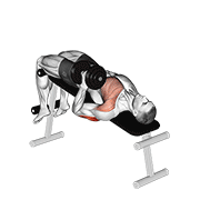 ภาพเคลื่อนไหวสาธิตท่า Dumbbell Decline One Arm Hammer Press เน้นกล้ามเนื้อกล้ามเนื้อหลังแขน (ไทรเซปส์)