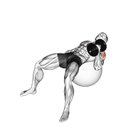 ภาพเคลื่อนไหวสาธิตท่า Dumbbell One Arm Hammer Press On Exercise Ball เน้นกล้ามเนื้อกล้ามเนื้อหลังแขน (ไทรเซปส์)