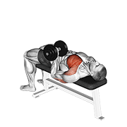ภาพเคลื่อนไหวสาธิตท่า Dumbbell One Arm Reverse Grip Press เน้นกล้ามเนื้อกล้ามเนื้อหน้าอก
