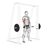 ภาพเคลื่อนไหวสาธิตท่า Smith Machine Bicep Curl เน้นกล้ามเนื้อกล้ามเนื้อหน้าแขน (ไบเซปส์)